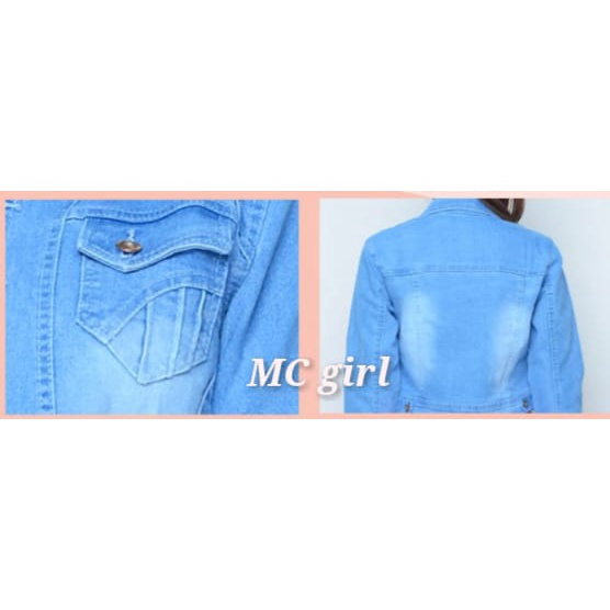 MC girl Jaket Jeans Body Pendek Sobek Wanita / Jaket Jeans Crop Ripped