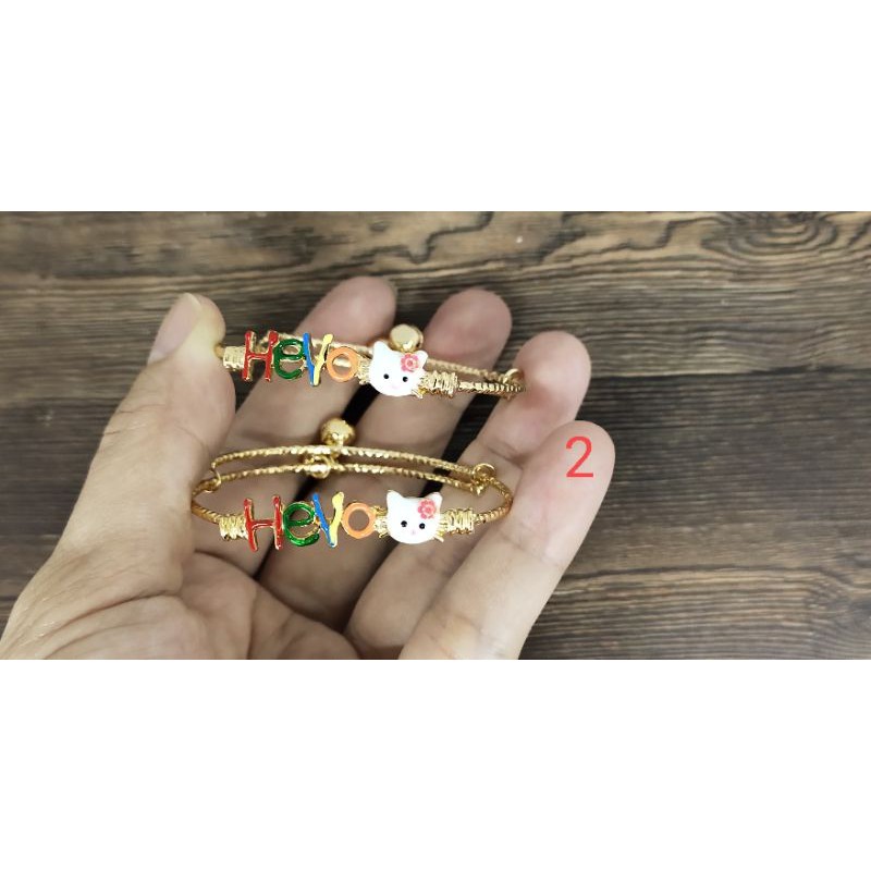 Fifi Fashion Gelang Bangle Ukir Baby cat Warna Warni Model Perhiasan Lapis emas 19#