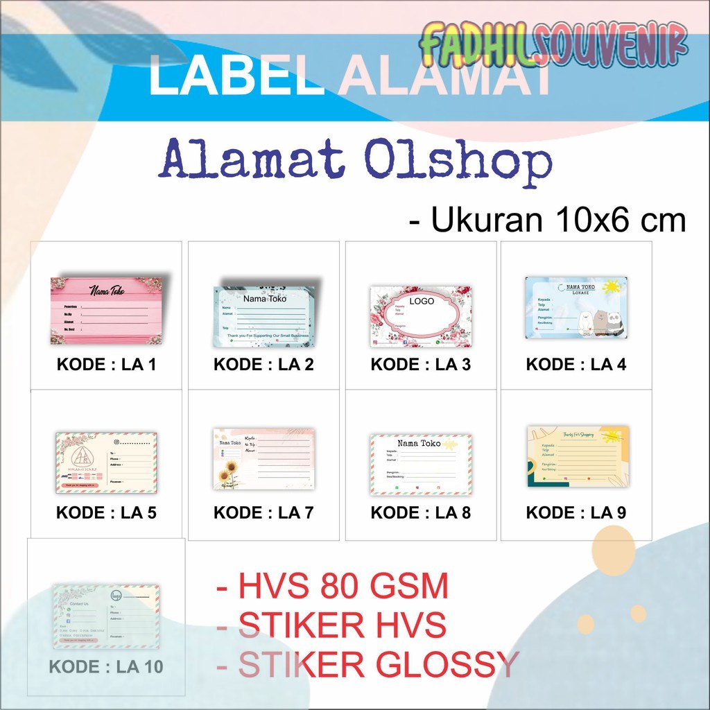 

STIKER ALAMAT LABEL PENGIRIMAN PAKET OLSHOP Fadhilsouvenir