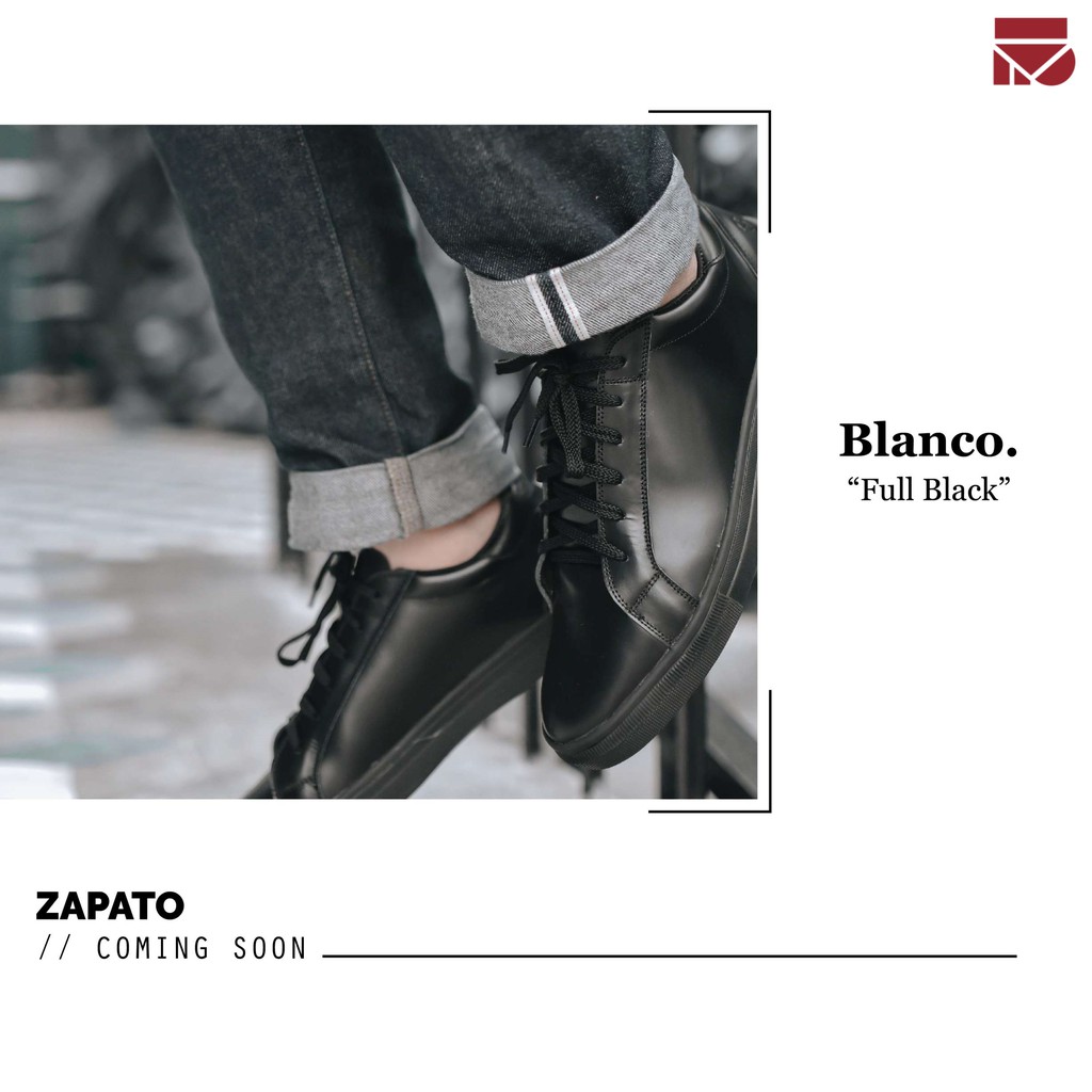 Blanco Black | Sepatu Sneakers Kulit Asli Hitam Casual Kasual Polos Ori Footwear | FORIND x Zapato