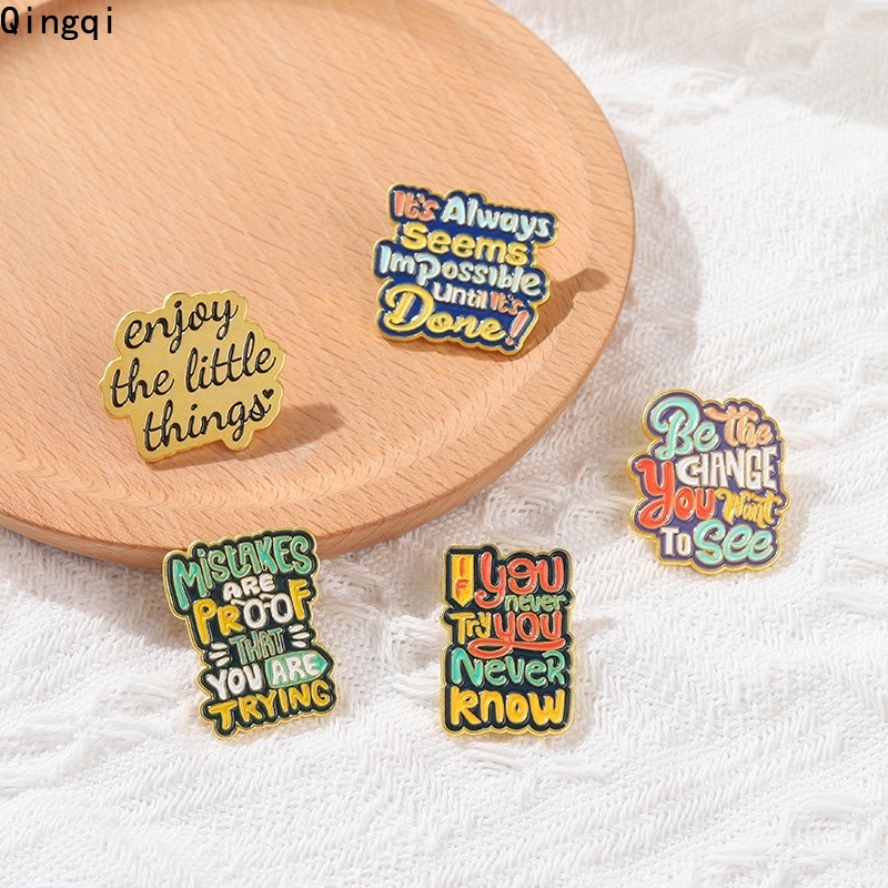 Bros Pin Enamel Desain Kartun Quote You Never Try You Never Know Bahan Metal Untuk Hadiah Anak