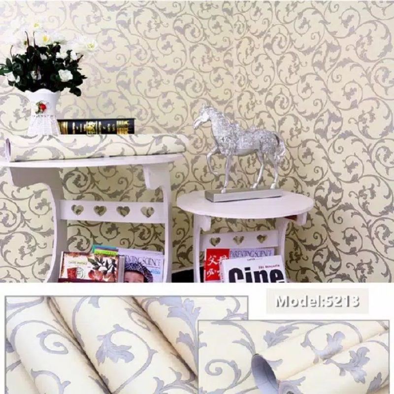 Batik cream emas elegan wallpaper 45x10/9 stiker termurah karakter premium