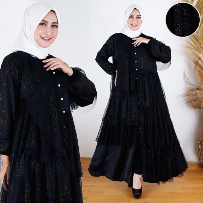 Dress Tunik Gamis ibu dan anak mewah brukat tile