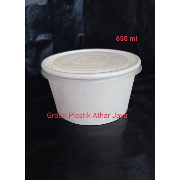 Paper Bowl 650 ml + Tutup / Mangkok Kertas / Bowl / Mangkuk / Bowl + Tutup / Wadah Kertas Tebal / Bo