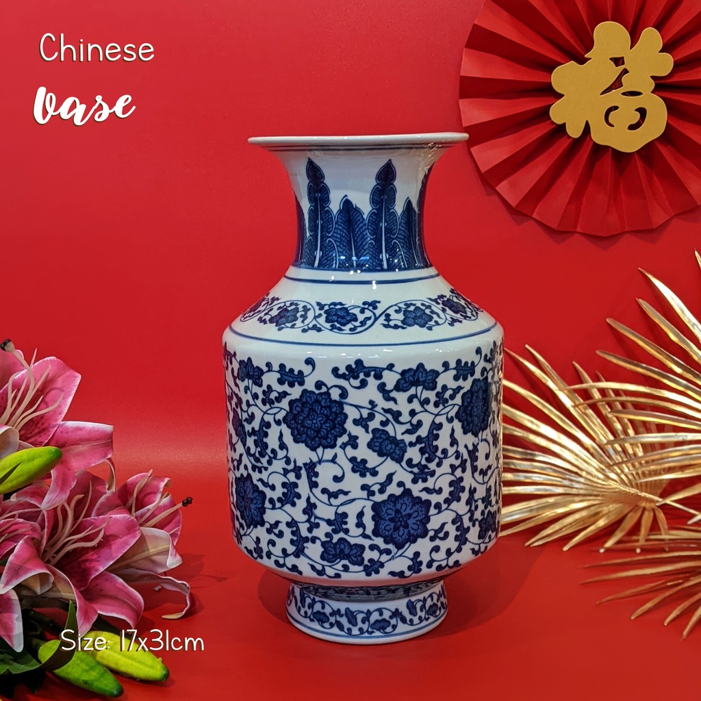 Vase Porceline | Vas Keramik Putih Biru | Vas Keramik Cina
