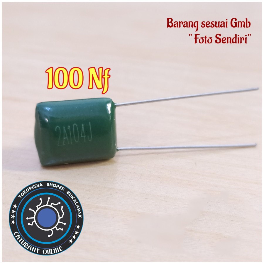 Kapasitor milar 100 nf 104 Capasitor mylar 0.1 uf Capacitor 100v