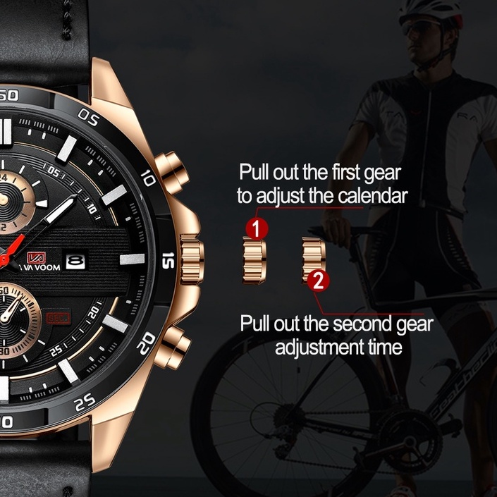 VAVAVOOM 216 Jam Tangan Pria Kulit Stainless Steel Analog Quartz Original Tahan Air Watch + Kotak Gratis-8