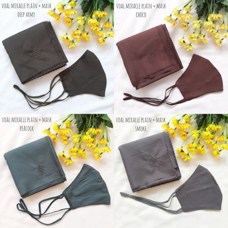 Voal Miracle Plain + Mask by Umama Scarf | Hijab Plain Square