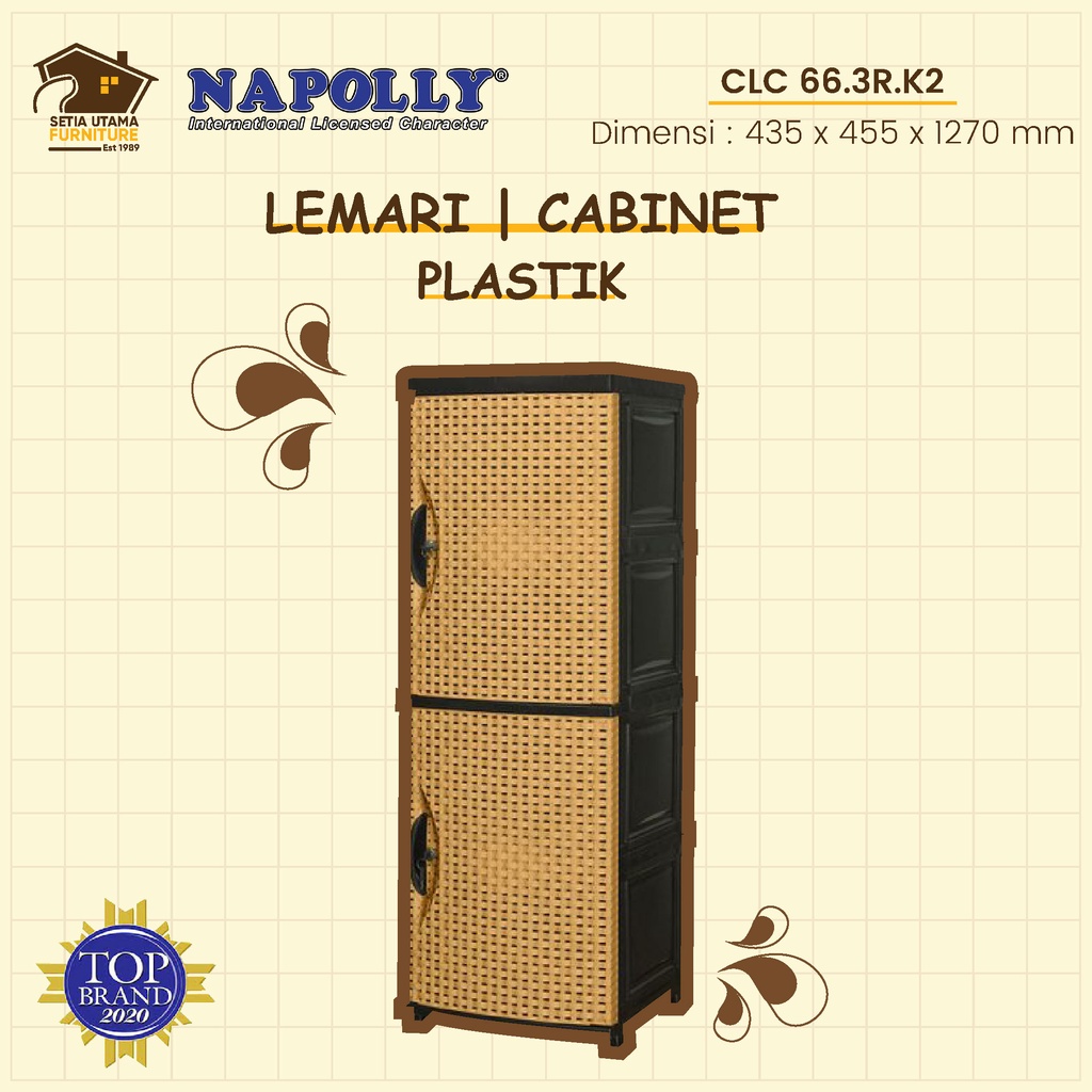 Lemari plastik 4 susun Napolly motif rotan CLC 66 3RK2