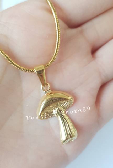 Fashion kalung Jamur import titanium gold Antikarat best Quality