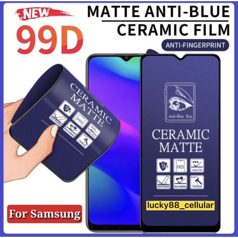 Tg Samsung A01, A01 core, A01S, A02, A02S, Tempered Glass Ceramic Matte Blue