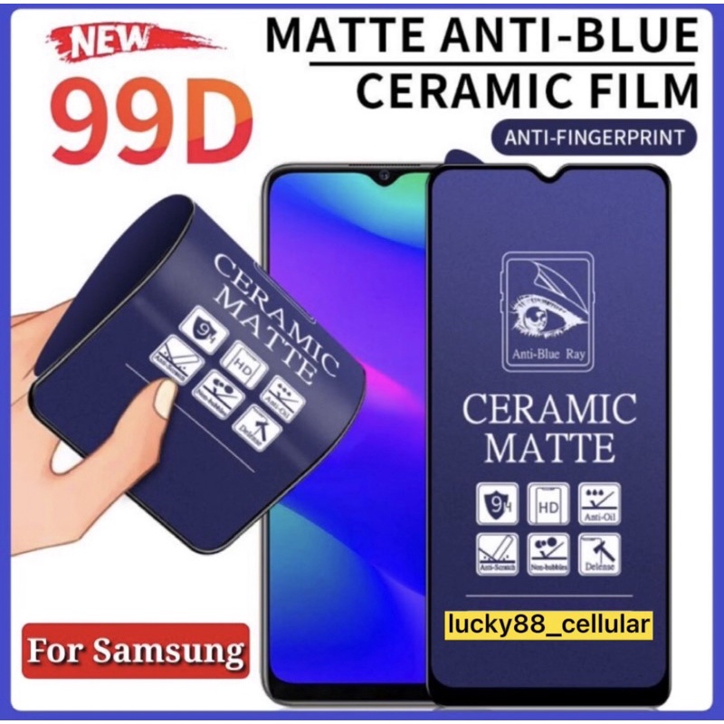 NEW Ceramic Matte Blue Samsung A11 A12 A13 A14 A21 A21S A31 A41 A51 A71 A81 A91 Tempered Glass Ceramic Matte Blue - A/B