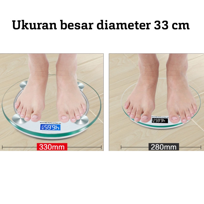 StarHome Timbangan Badan Digital Bundar 33 cm Kaca Tebal - Maksimal 180 kg -Digital Weight Scale