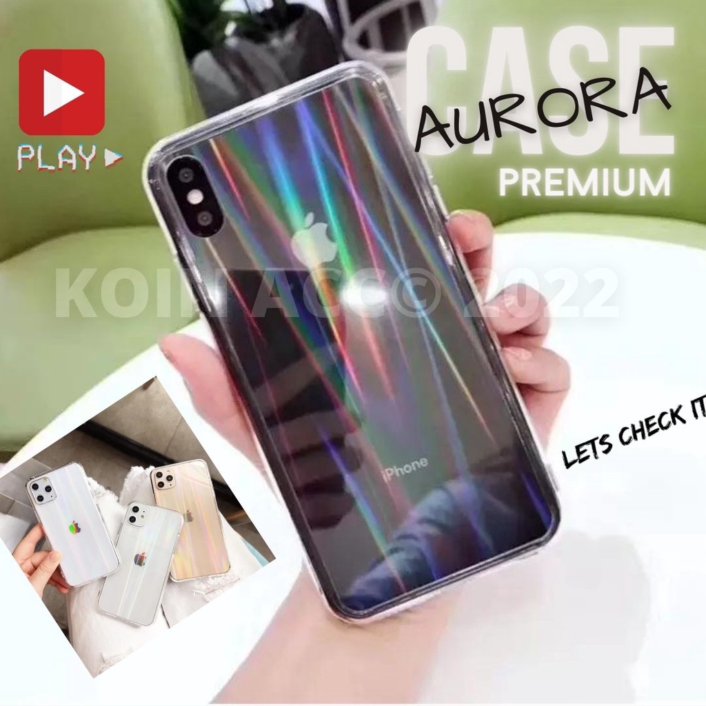 NEW AURORA CASE softcase motif pelangi transparan for iphone XR/X/XS max/11 pro/12/7 plus