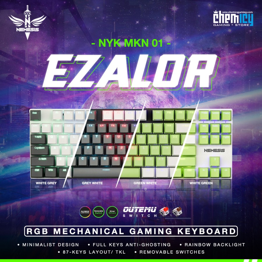 NYK MKN-01 Ezalor TKL Rainbow RGB Mechanical Gaming Keyboard