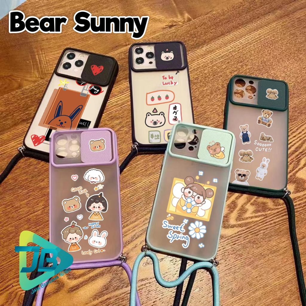 SOFTCASE SLINGCASE SLIDE PELINDUNG KAMERA BEAR SUNNY SAMSUNG OPPO VIVO REALME IPHONE XIAOMI ALL TYPE JB4944