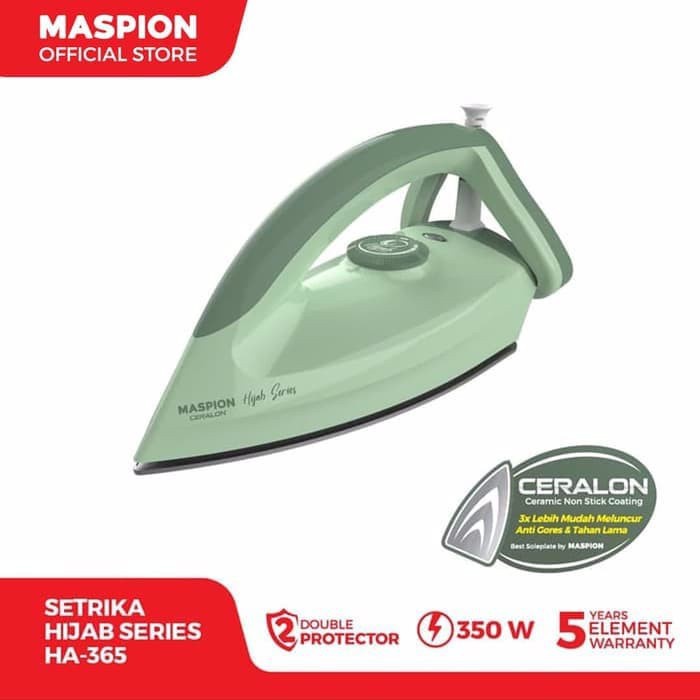 Maspion Setrika Listrik Hijab HA 365 HA365 HA-365 Gosokan Dry Iron Bahan Ceraflon Anti Lengket