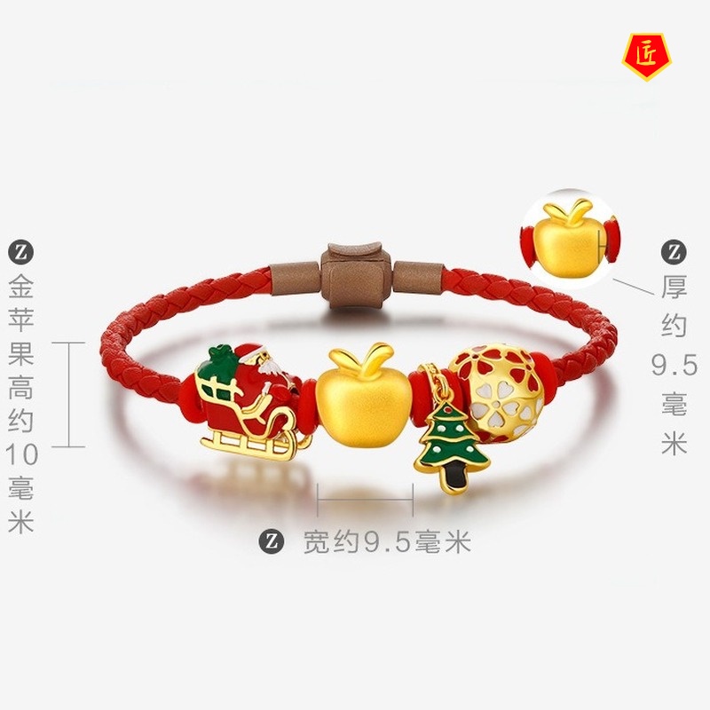 [Ready Stock]Sweet and Cute Gold Apple Bracelet Christmas Gift