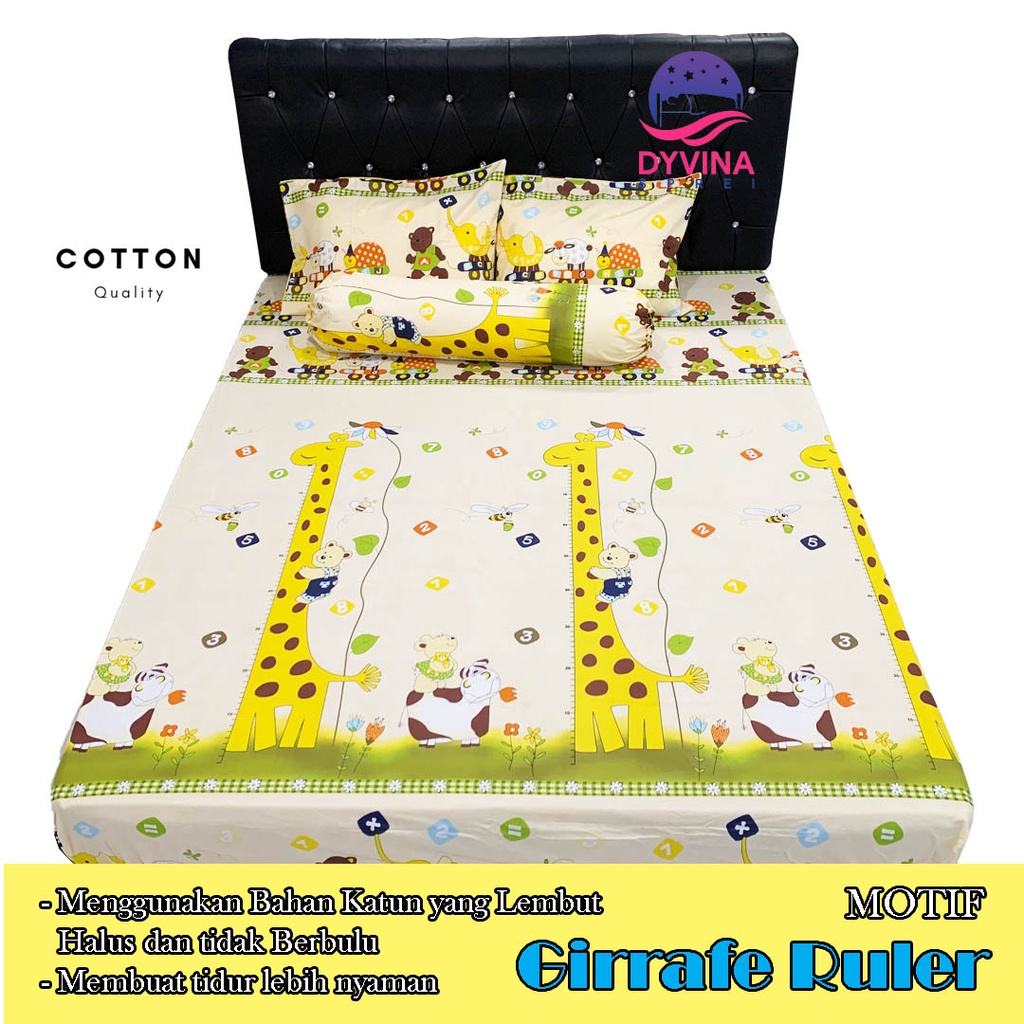 Sprei Katun Motif Anak lengkap dengan Sarung Bantal dan Guling - Motif Girrafe