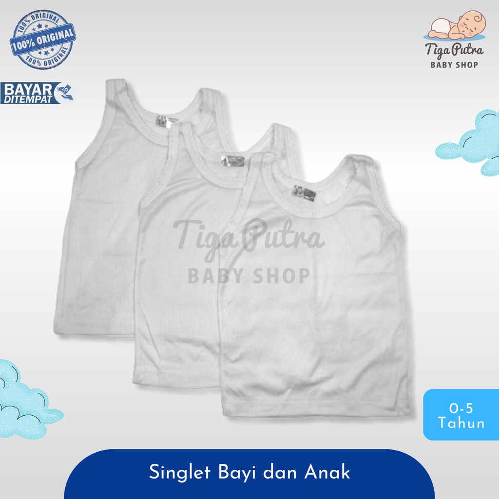 Singlet Kaos Dalam Pakaian Dalam Atasan Bayi Balita Anak Halus Lembut Katun Putih Hosana