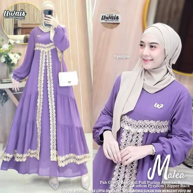 T-R Dress Ceruty Aplikasi Renda Terbaru 2022 / Malea Dress Maxi / Dress Renda Jumbo Wanita Terbaru / Dress Ceruty Polos /Dress Kondangan Aplikasi Renda / Dress Pesta Wanita Terbaru-8