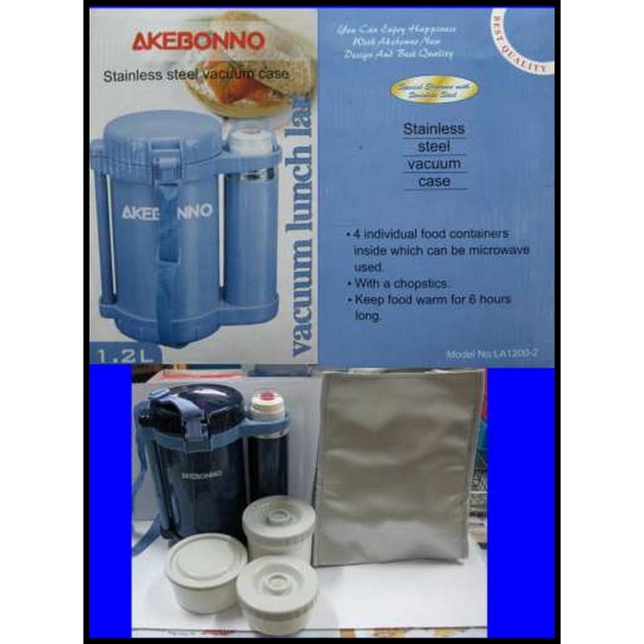 Starlight Outlets | Akebonno Lunch Jar/Box 1.2L With Vacuum Flask/Thermos 350Ml La-1200-2