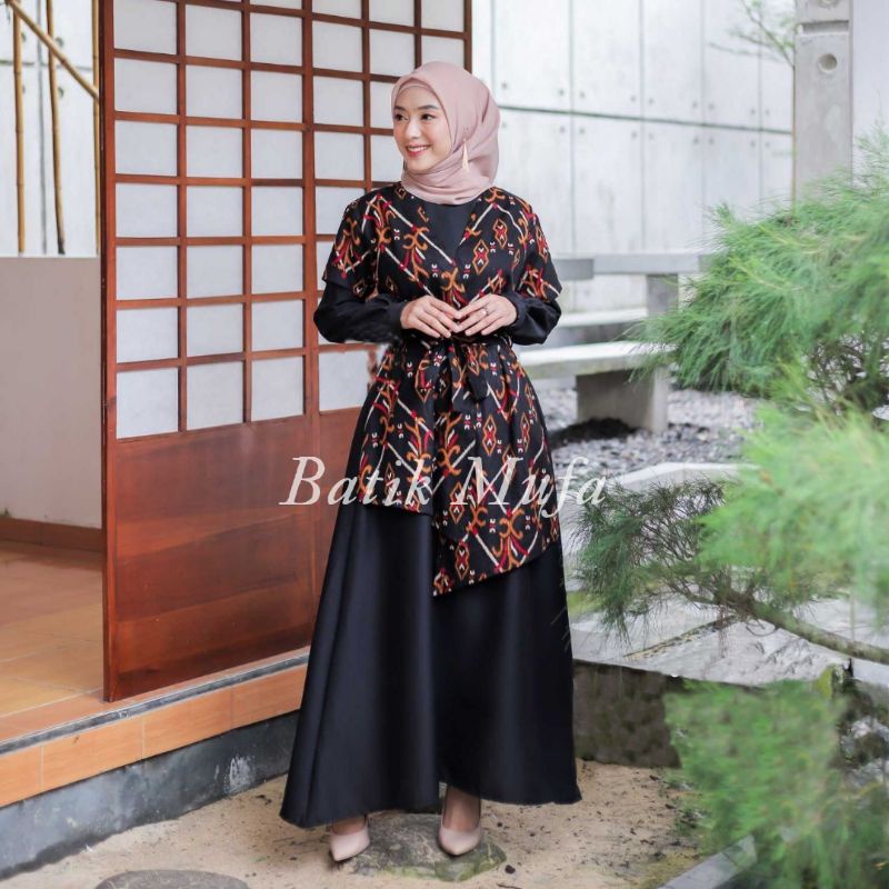 Batik couple gamis JESNA GOWN Gamis kekinian Outfit kondangan baju kondangan baju lebaran terbaru 2022