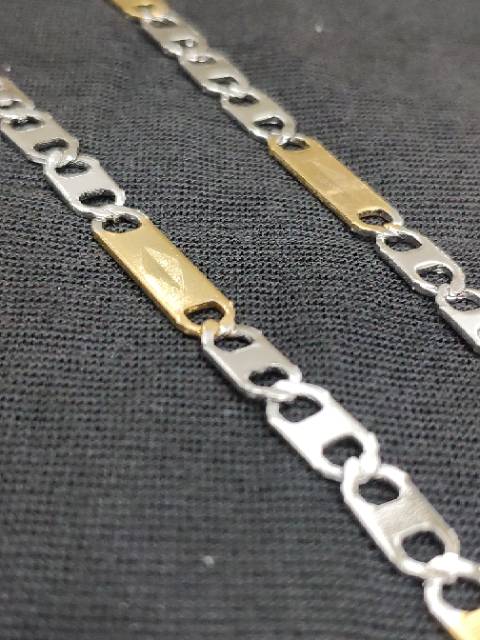 Kalung Titanium model nuri pipih variasi gold sikver besar panjang 45cm