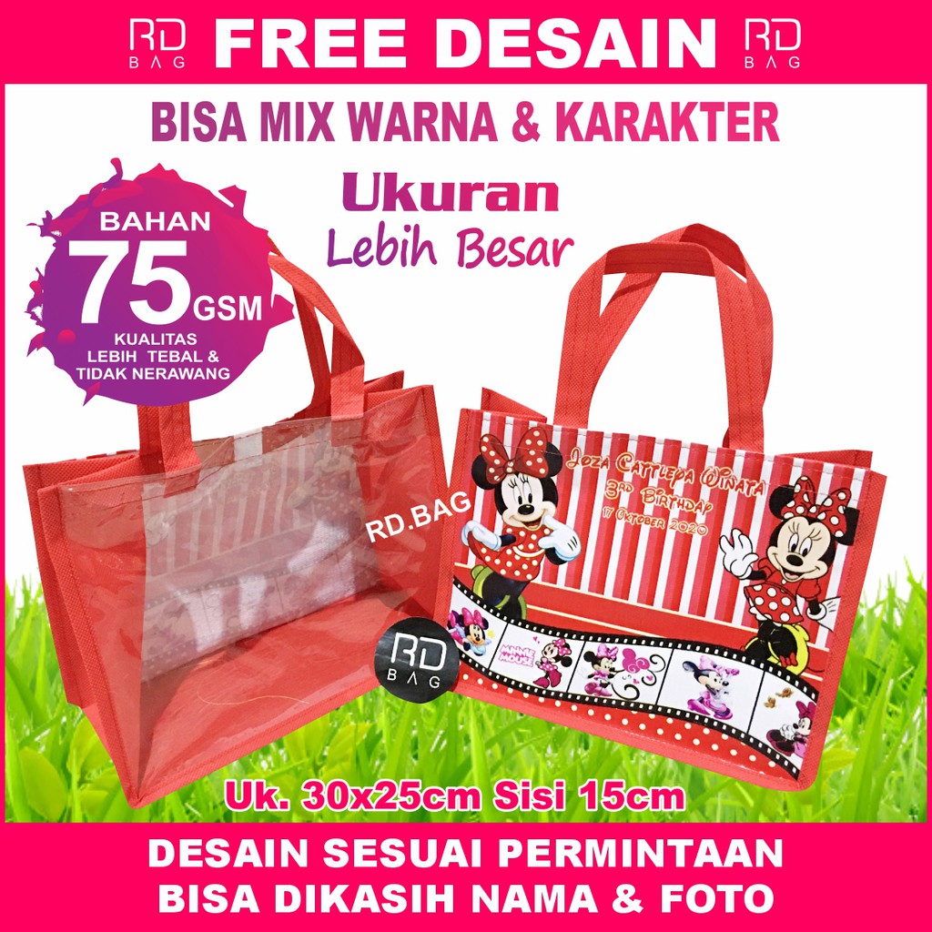 

Tas Ultah mika / Tas ultah mickey mouse / Goodie bag mika custom / Tas ultah custom