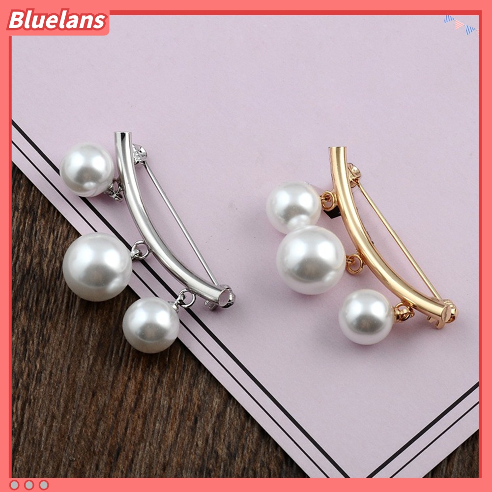 Bluelans Fashion Faux Pearl Dangle Beads Collar Lapel Brooch Pin Clothes Jewelry Decor