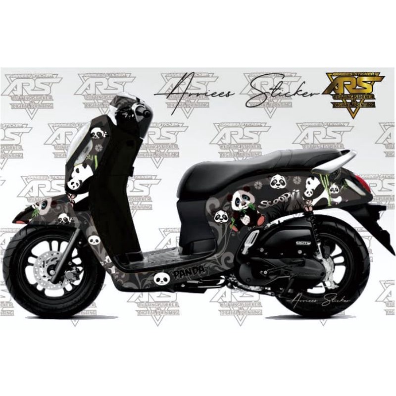 DECAL SCOOPY 2021 FULL BODY MOTIF PANDA - STICKER VARIASI SCOOPY 2021 FULL BODY