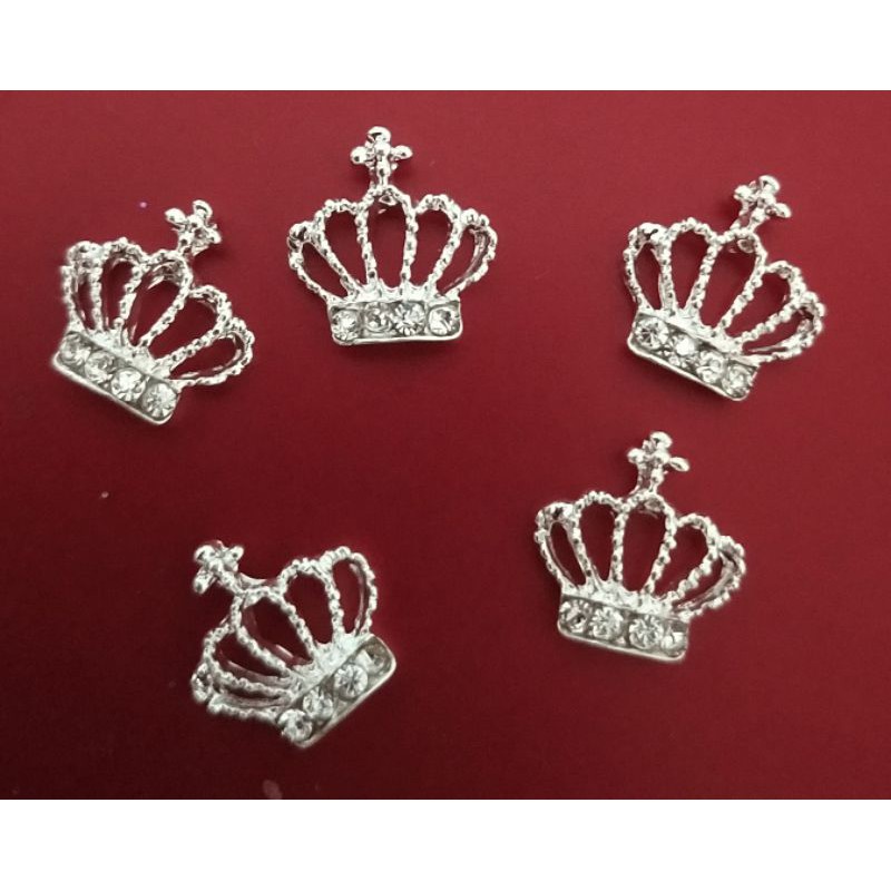 CHARM NAIL MAHKOTA 07 SILVER 10mm / HIASAN TASBIH DIGITAL / NAIL ART