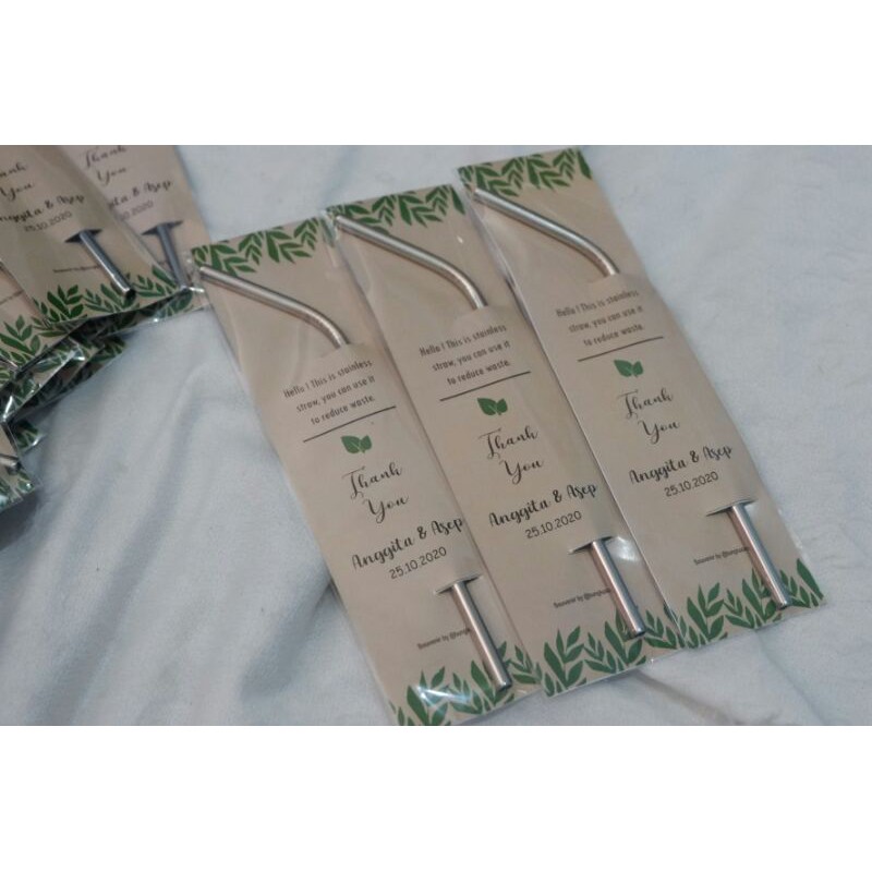 Souvenir Stainless Straw Bengkok / Sedotan Bengkok / Souvenir Nikah / Rustic / Souvenir Pernikahan