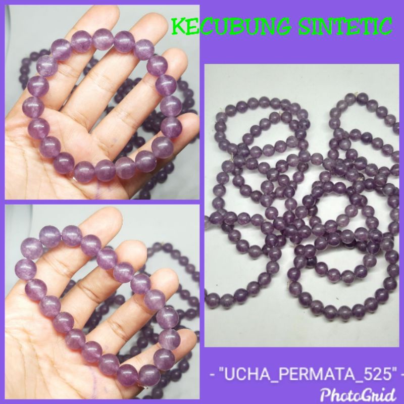 Gelang batu akik kecubung ungu amethys sintetic murah