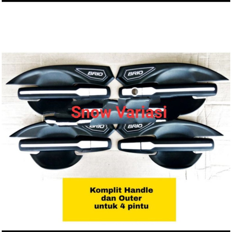 PAKET ALL NEW BRIO LENGKAP COVER HANDLE DAN OUTER LUXURY BLACK DOFF