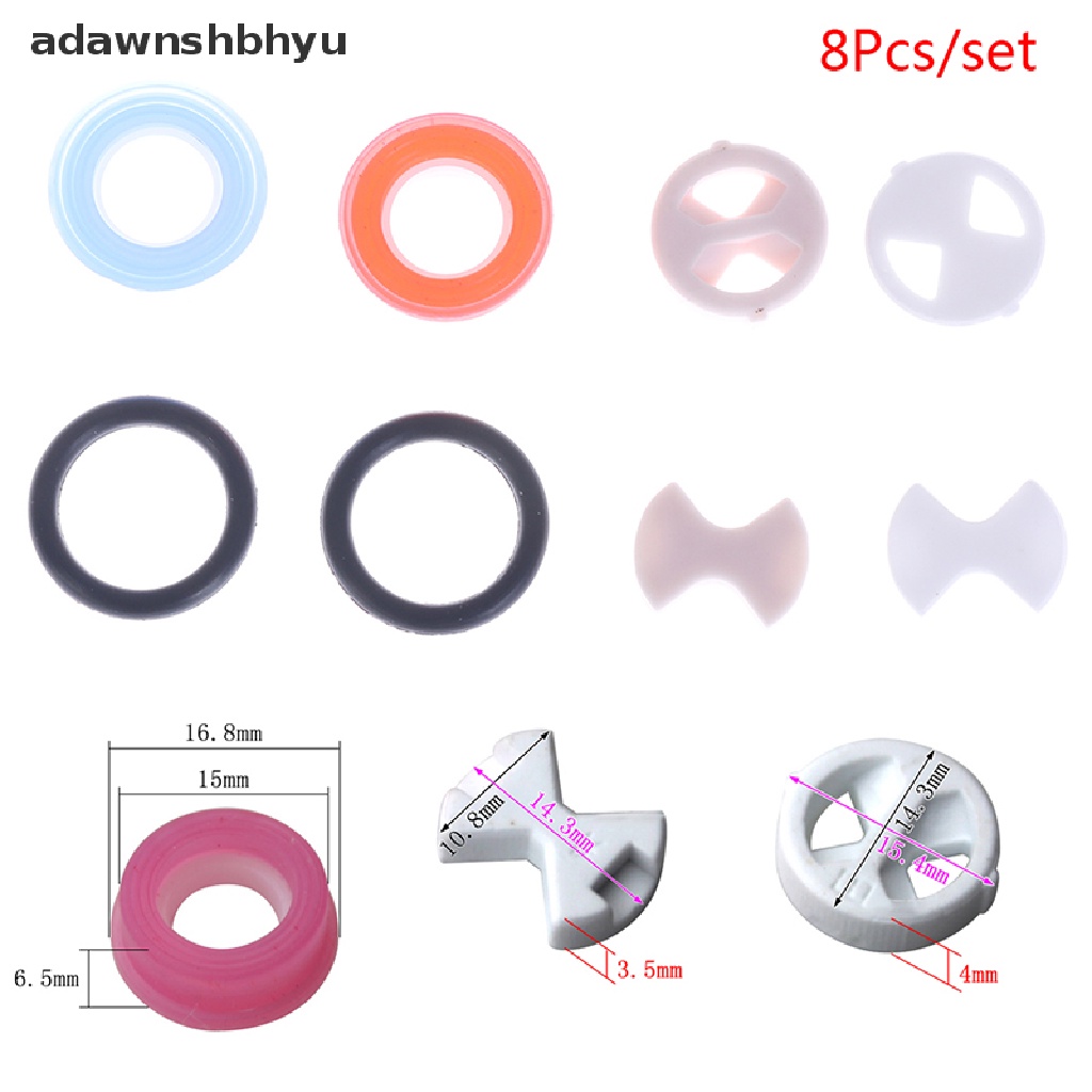 Adawnshbhyu 8Pcs/set Ceramic Disc Silicon Washer Insert Turn Replacement1/2" Untuk Valve Tap