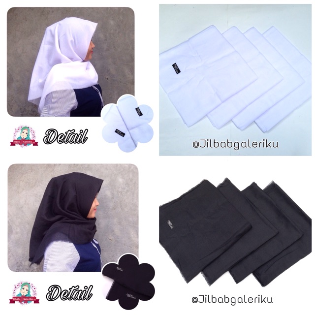 MURAH Jilbab Hijab Segi empat Saudia ansania Polos Hitam dan Putih / Grosir Jilbab Murah