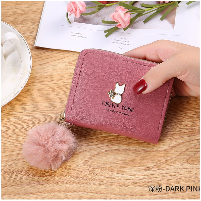 GO! DL383 DOMPET MINI MOTIF KUCING LUCU IMPORT GAYA KOREA GANTUNGAN BULU COD