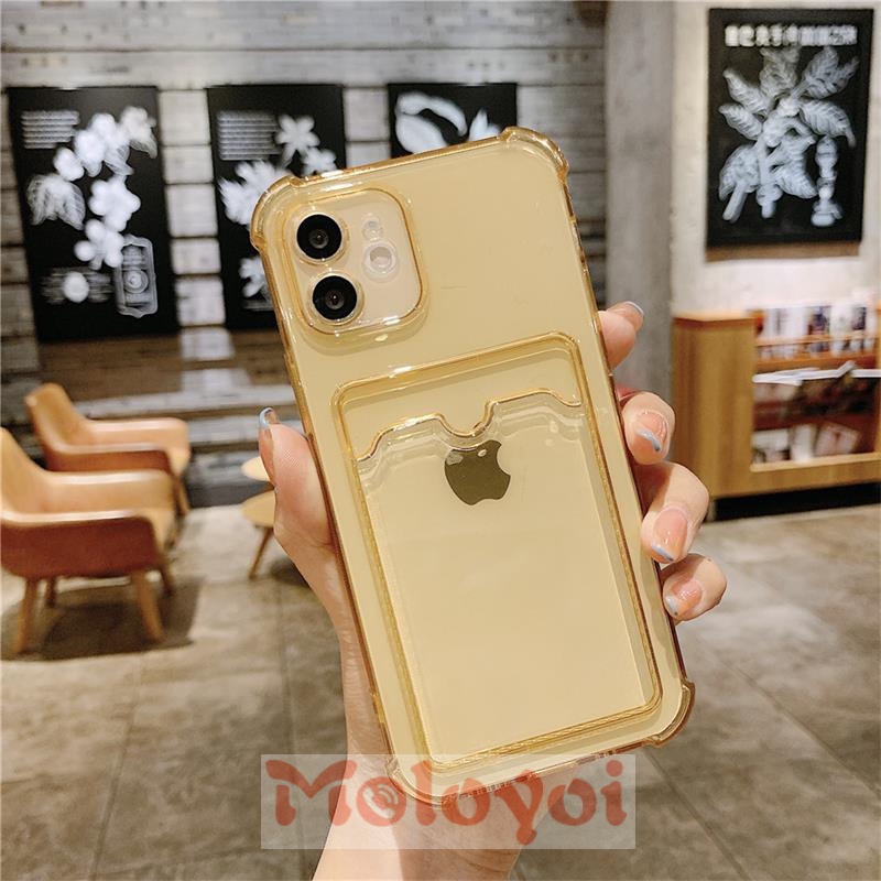 Case For Iphone X XR XS Max 11 12 Pro Max 6 7 8 Plus Softcase Tipis Card Wallet Card Holder Phone Case