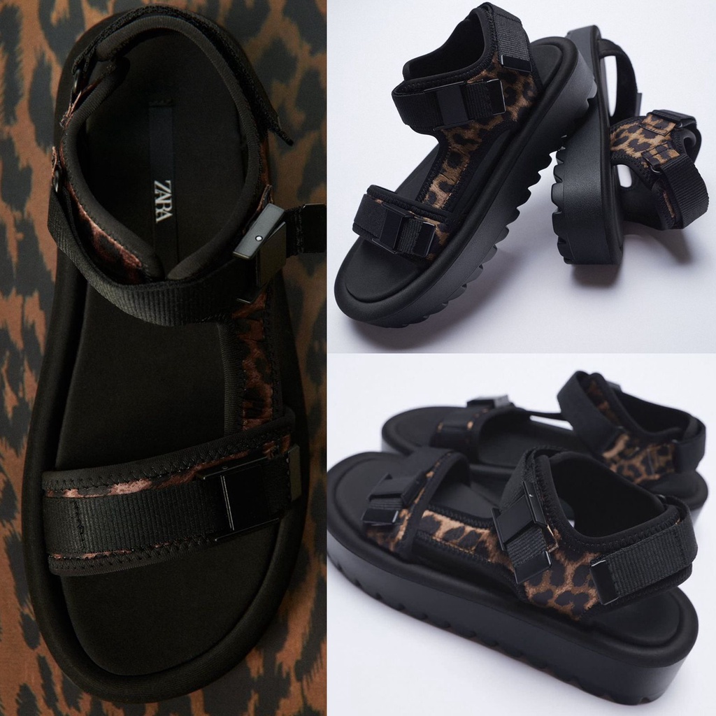 Z** flar sporty sandal with animal print