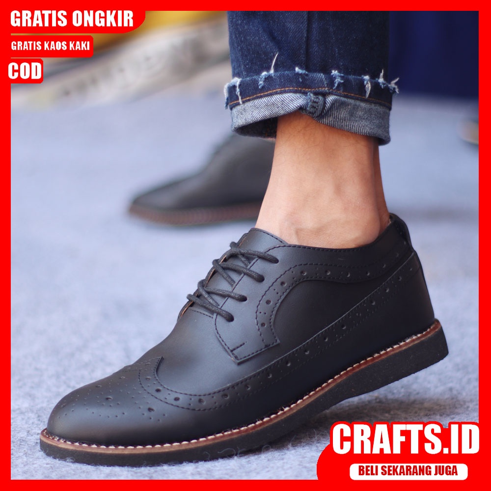 CRAFTS X SAGA Sepatu Formal Casual Kulit Syntetic Sepatu Casual Pantofel Kerja Kantor Kondangan Cowok Pria