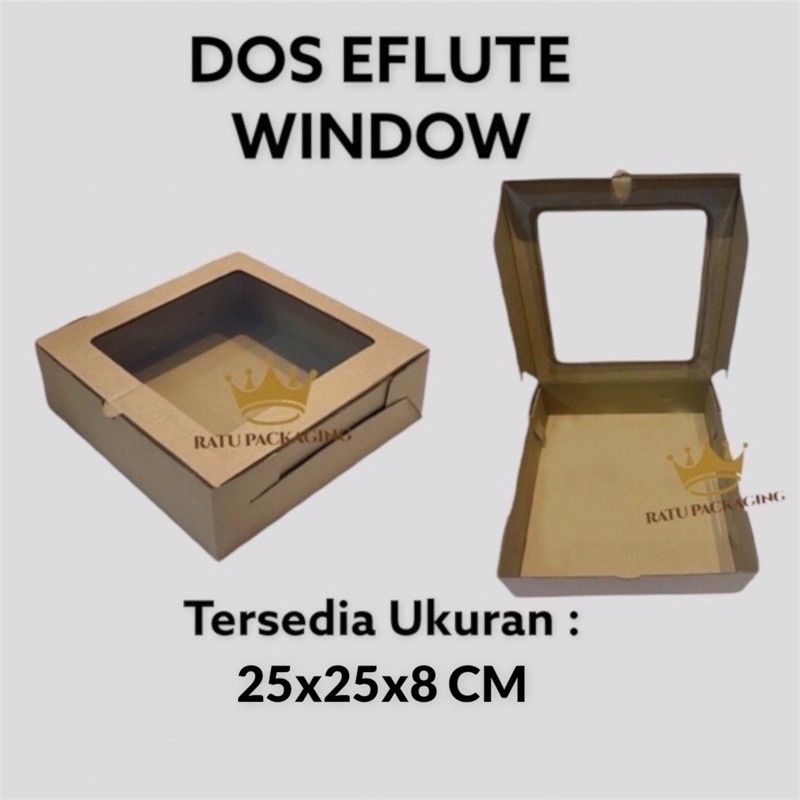 

RATU | Dos EFLUTE TEBAL WINDOW 25x25x8CM Souvenir Karton Kardus Box Dus Kotak Eflute Jendela Mika Tutup Sambung / Kotak Kardus Hampers Baju Pakaian