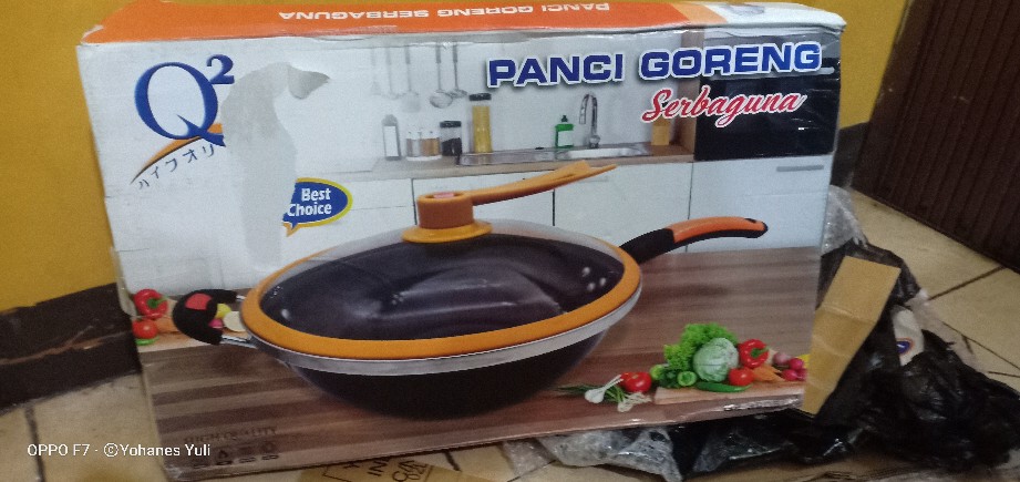 Panci Serbaguna 32 Cm Q2-3205 Wok Enamel Anti Lengket Bahan Sangat Tebal