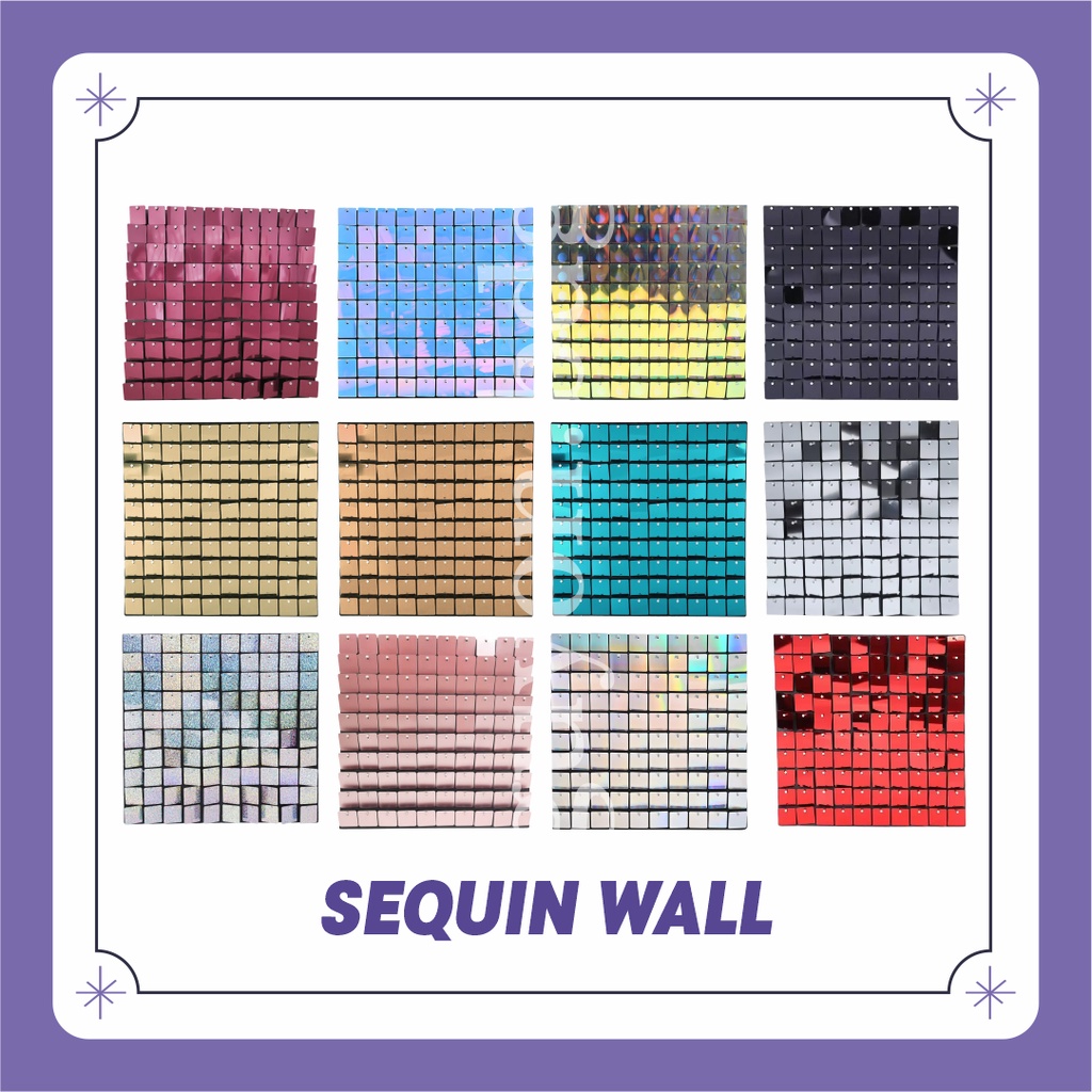 3 PCS SEQUIN WALL PANEL SHIMERRING WALL 3PCS  - SEQUIN WALL TRANSPARAN BACKDROP DEKORASI ULANG TAHUN