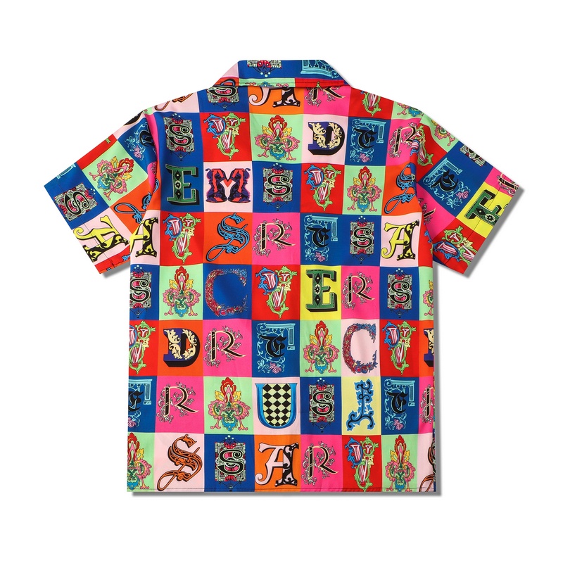 2021 Pink Kerah Jas Street Style Casual Men Shirts Hip Hop Kemeja Lengan Pendek Wanita Pria Pakaian