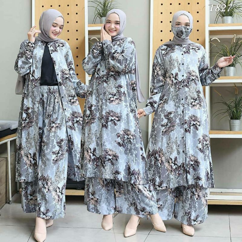 Baju wanita Setelan Long Tunik Rayon Twill LD120