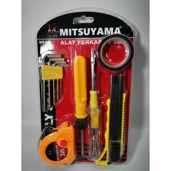 Alat Perkakas Set MITSUYAMA MS-942 kunci L obeng meteran lakban cutter