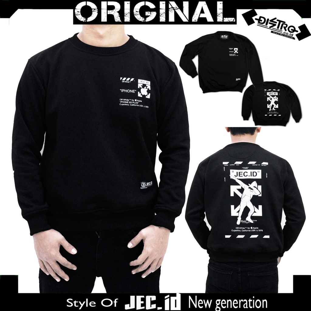 Sweater Crewneck Hitam IPHONE JEC ID Unisex