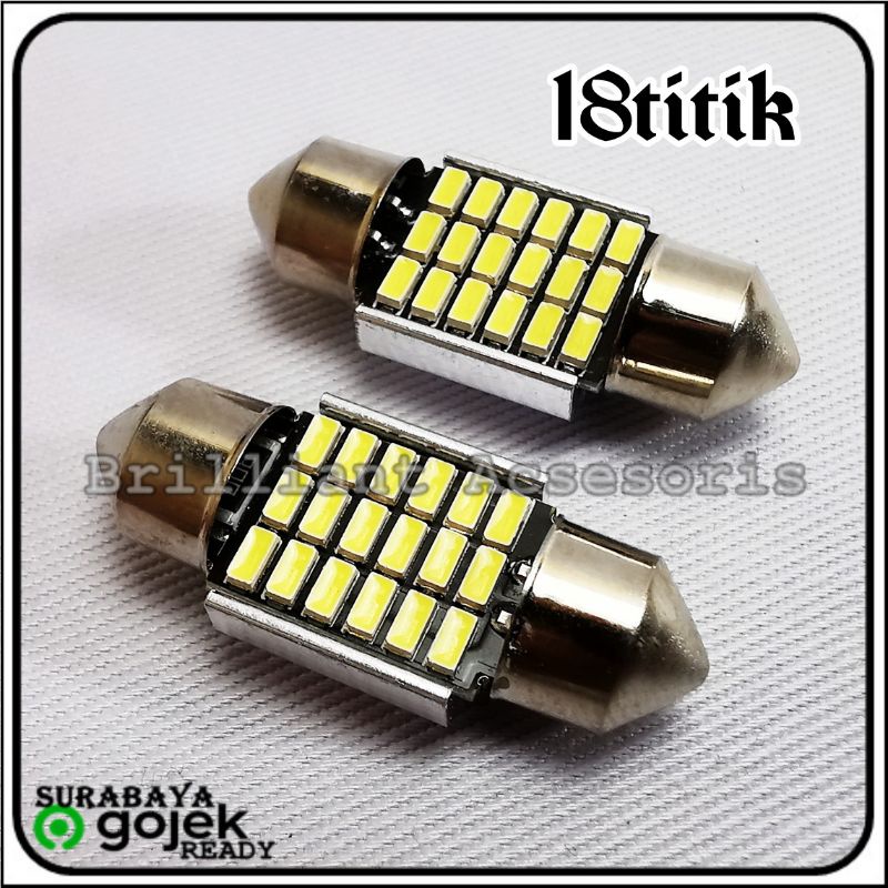 Lampu Plafon Mobil - Model Tancep Tabung  - 12v White - Harga SET 2pc