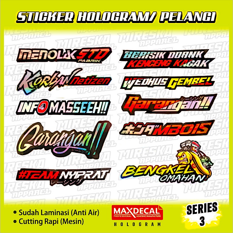 Jual Terbaru Stiker Viral Hologram Terlaris Racing Series 3 Sticker